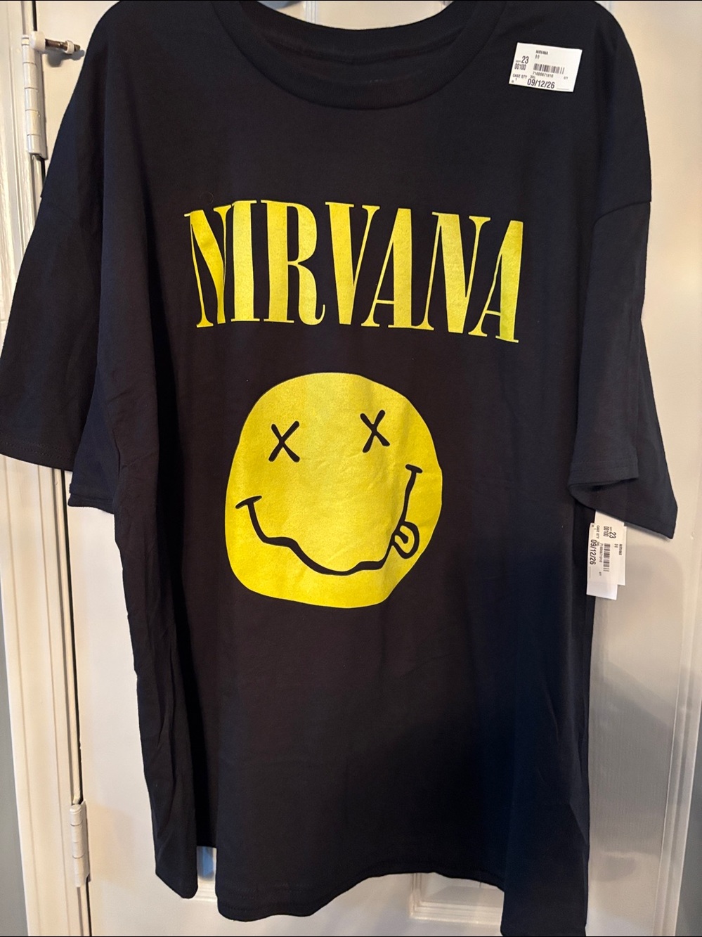 Nirvana Dead Smiley Face Black Tee NWT